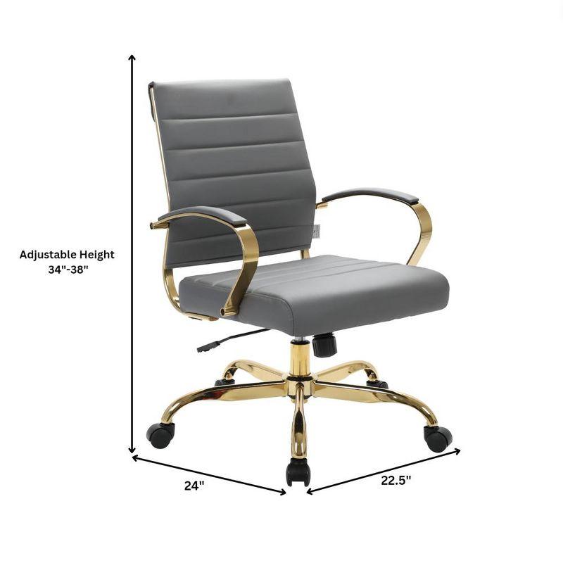 Everly Quinn Naudain Leather Office Chair – Modern Executive Swivel Task Chair with Wheels, Adjustable Height & Padded Arms for Desk or Conference Room
