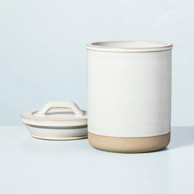 3pc Modern Rim Stoneware Canister Set Cream/Clay - Hearth & Hand™ with Magnolia