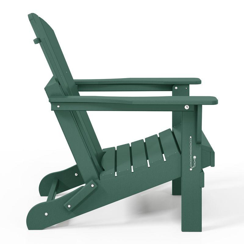 WestinTrends Malibu HDPE Outdoor Patio Folding Adirondack Chair (Set of 4), Dark Green