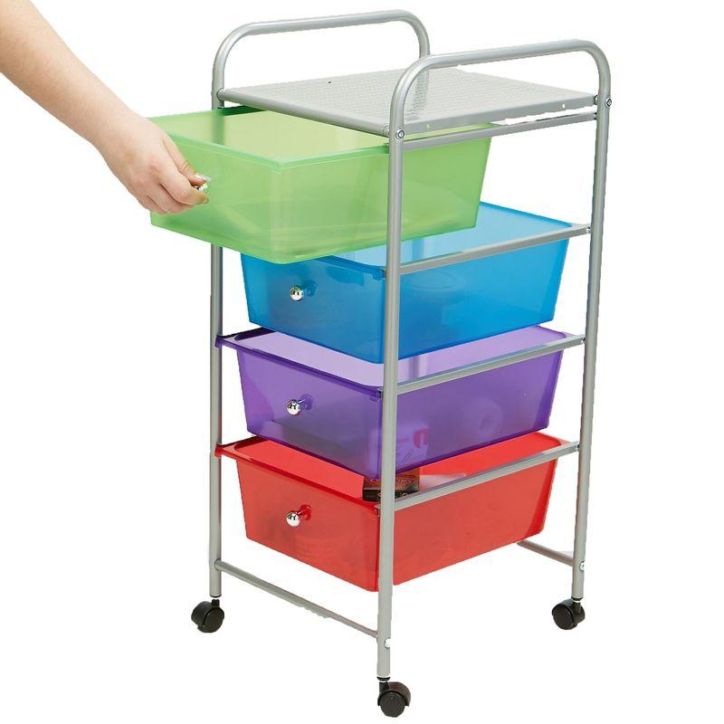 Mind Reader 4-Tier, 4-Drawer Mobile Utility Cart, Removable Drawers, 12.75" L x 15.25" W x 30" H