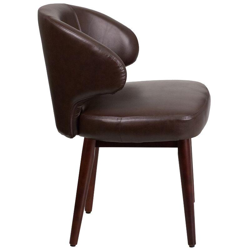 Flash Furniture Comfort Back Series Brown LeatherSoft Side Reception Chair with Walnut Legs