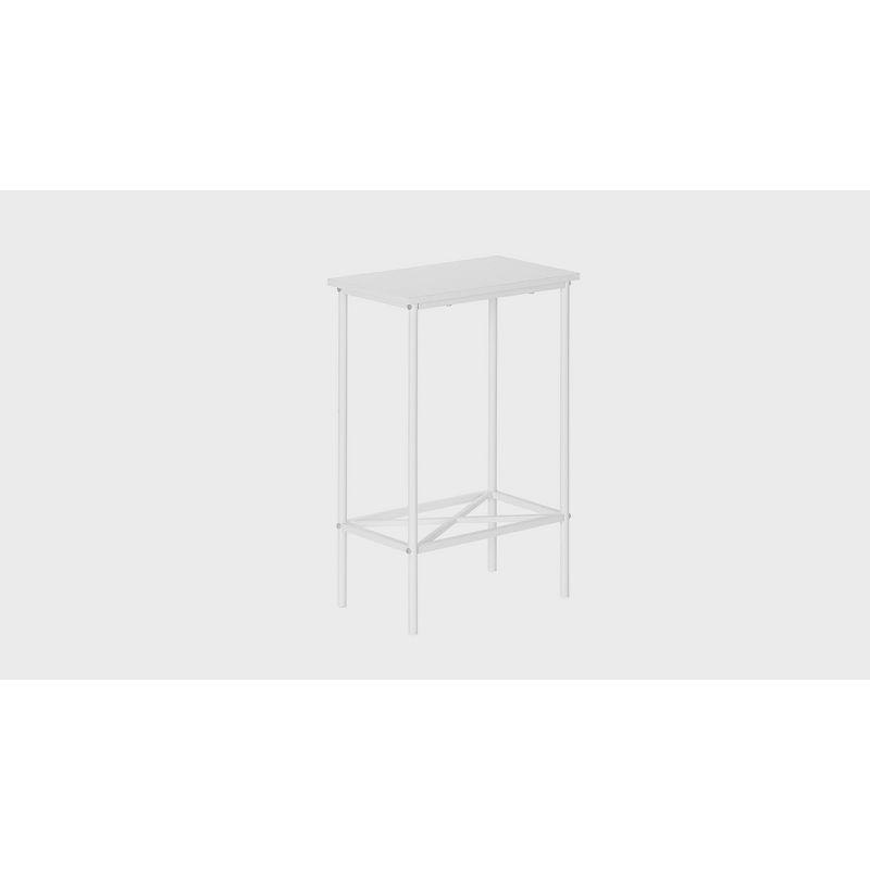 Monarch Specialties Accent Table, Side, End, Narrow, Small, 2 Tier, Living Room, Bedroom, White Laminate, White Metal, Contemporary, Modern
