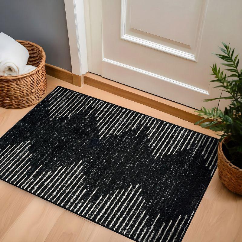 World Rug Gallery Area Rug Bohemian Stripe Jute Rug Carpets for Living Room Rugs for Sale - BLACK 2'7"x4'