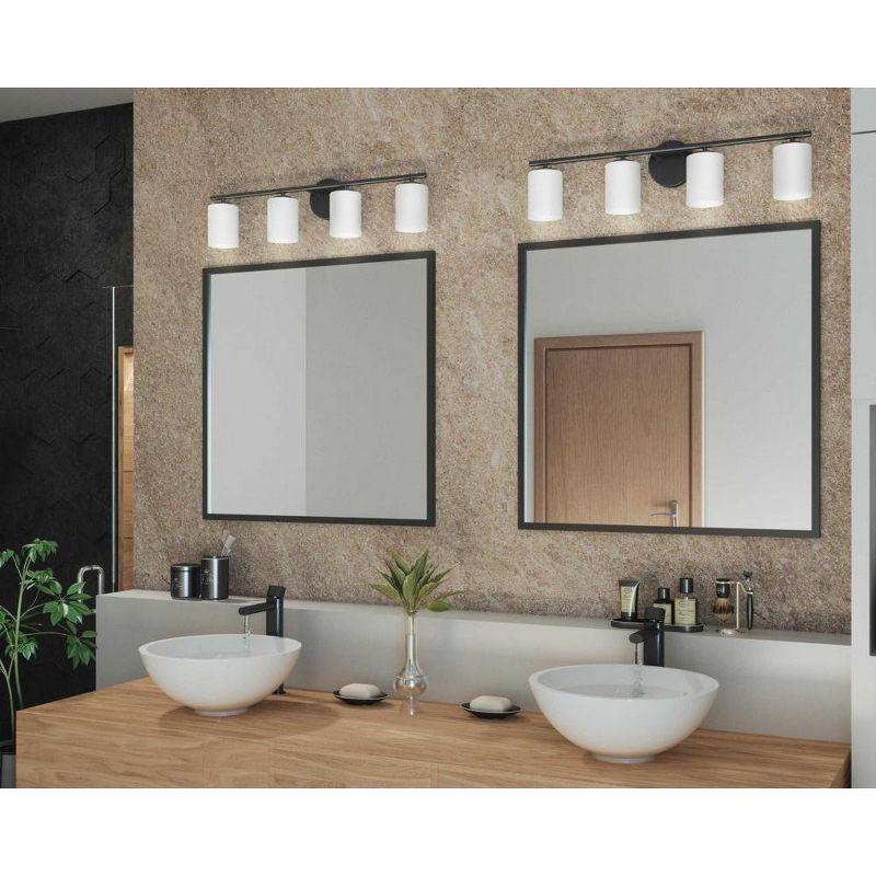 Progress Lighting Replay 4-Light Bath Vanity, Textured Black, Porcelain Shade