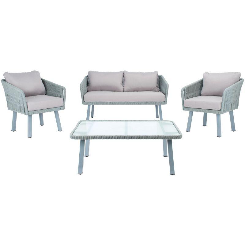 Kerson 4 Piece Rope Living Set - Indoor/Outdoor - PAT7519 - Grey/Grey - Safavieh