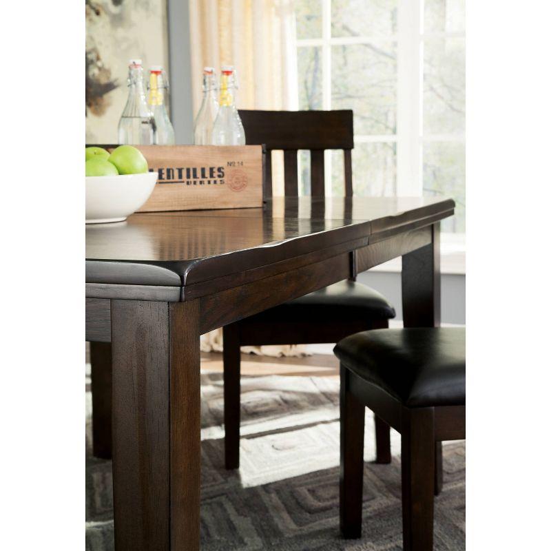 Signature Design by Ashley Haddigan Rectangular Extendable Dining Table Dark Brown: Seats 8, Wood Veneer, Butterfly Leaf