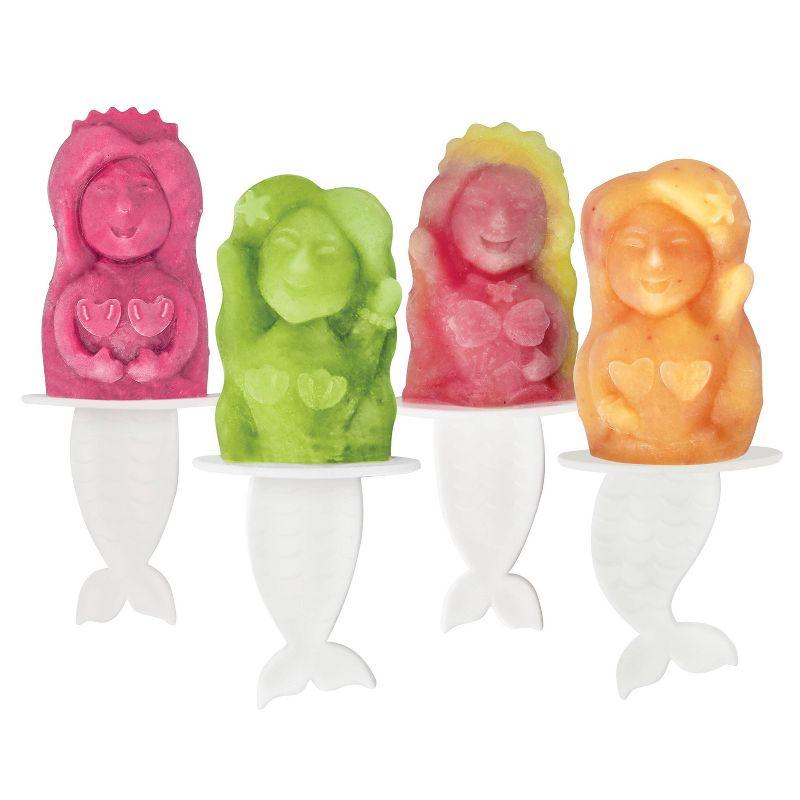 Tovolo Mermaid Popsicle Mold: 4-Cavity, Dishwasher-Safe, Clear Plastic, 5-Piece Set, 2.6 oz Capacity per Cavity