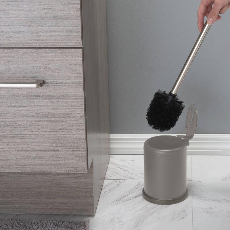 Bath Bliss Toilet Brush with Closing Lid Gray: Polypropylene & Metal, 15.4" Height, Bathroom Cleaning Accessory