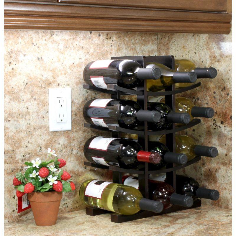 Oceanstar 12-Bottle Dark Espresso Bamboo Wine Rack