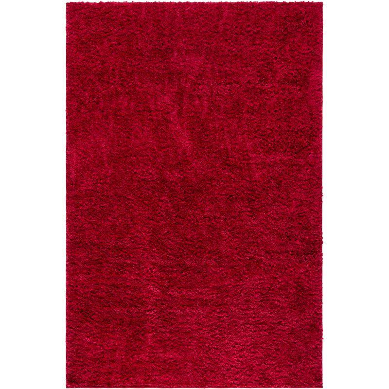 Luxe Comfort Red Shag 4' x 6' Hand-Knotted Synthetic Area Rug