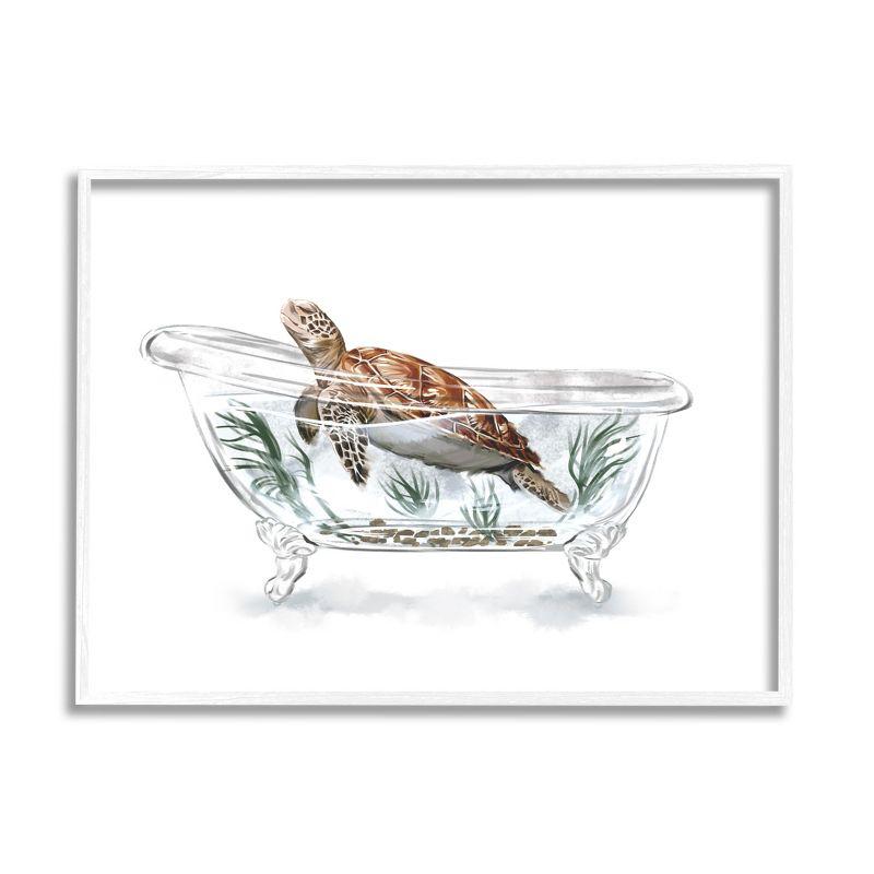 Stupell Industries Turtle Swimming Bathtub Habitat Framed Giclee, 11 x 14