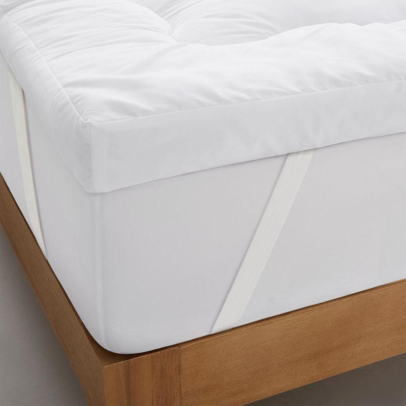 Peace Nest Ultra Loft 4" Mattress Topper, Plush Down Alternative Filling for Ultimate Comfort, White Wavy, Twin