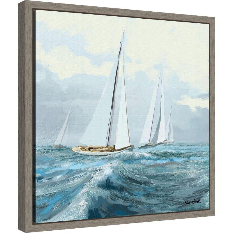 Amanti Art Sailing Ships III by Rick Novak Canvas Wall Art Print Framed 16 x 16-in.