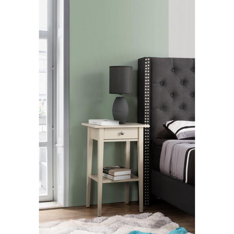 Dalton Beige Modern Nightstand with Open Storage Shelf