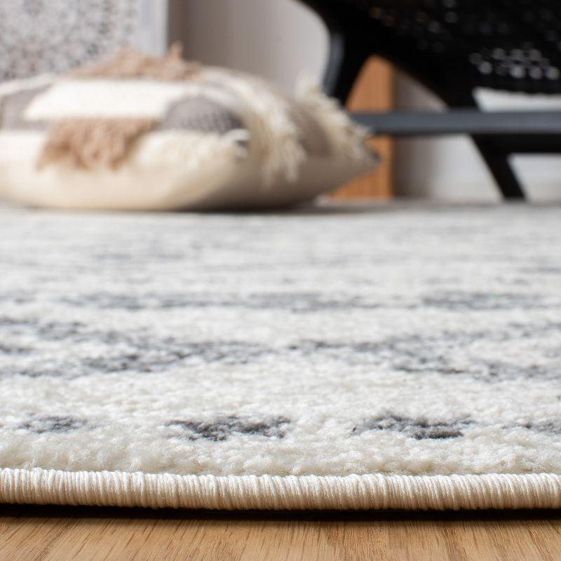 Boho-Chic Light Grey & Ivory Hand-Knotted 9' x 12' Synthetic Area Rug