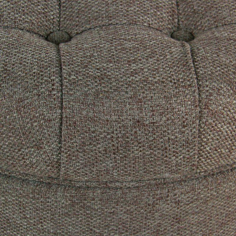 Large Tufted Round Storage Ottoman with Lid & Wood Legs - HomePop