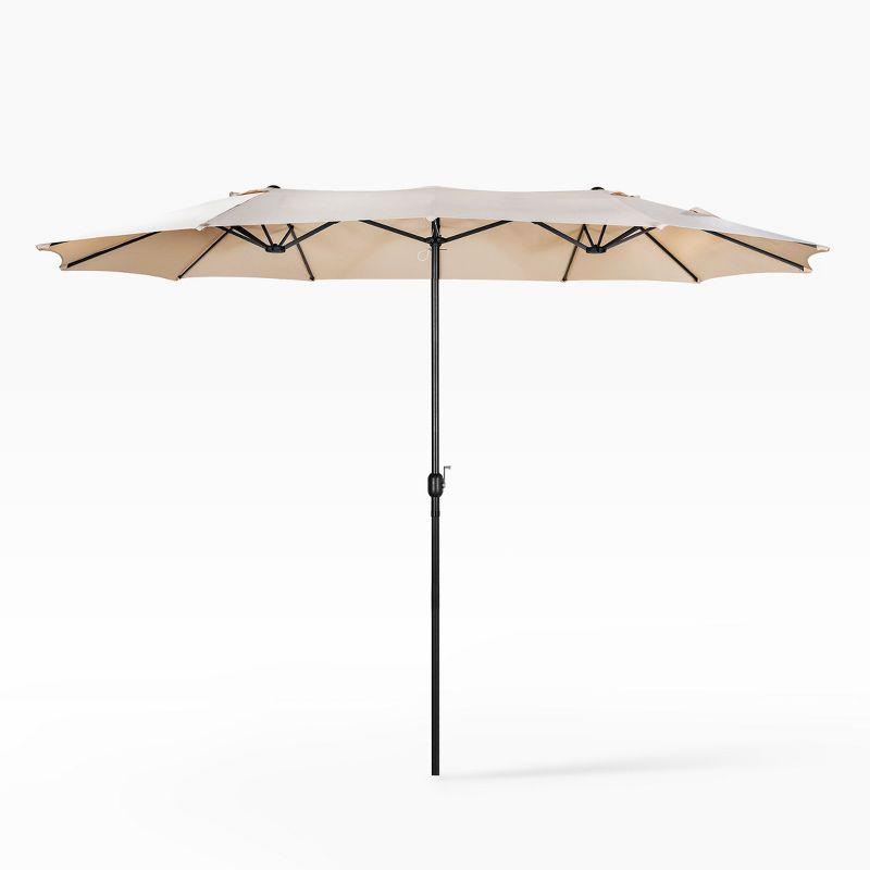 WestinTrends 15 x 9 Ft Double Sided Outdoor Twin Patio Market Table Umbrella, Beige