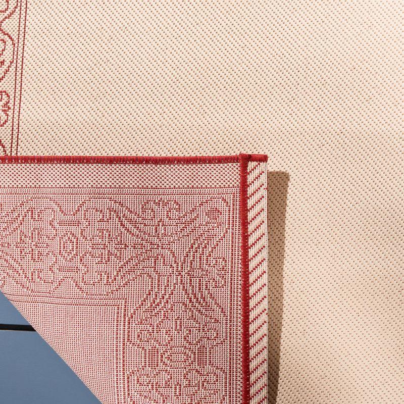 Courtyard CY2099 Power Loomed Indoor/Outdoor Area Rug - Natural/Red - 6'7"x6'7" - Safavieh.