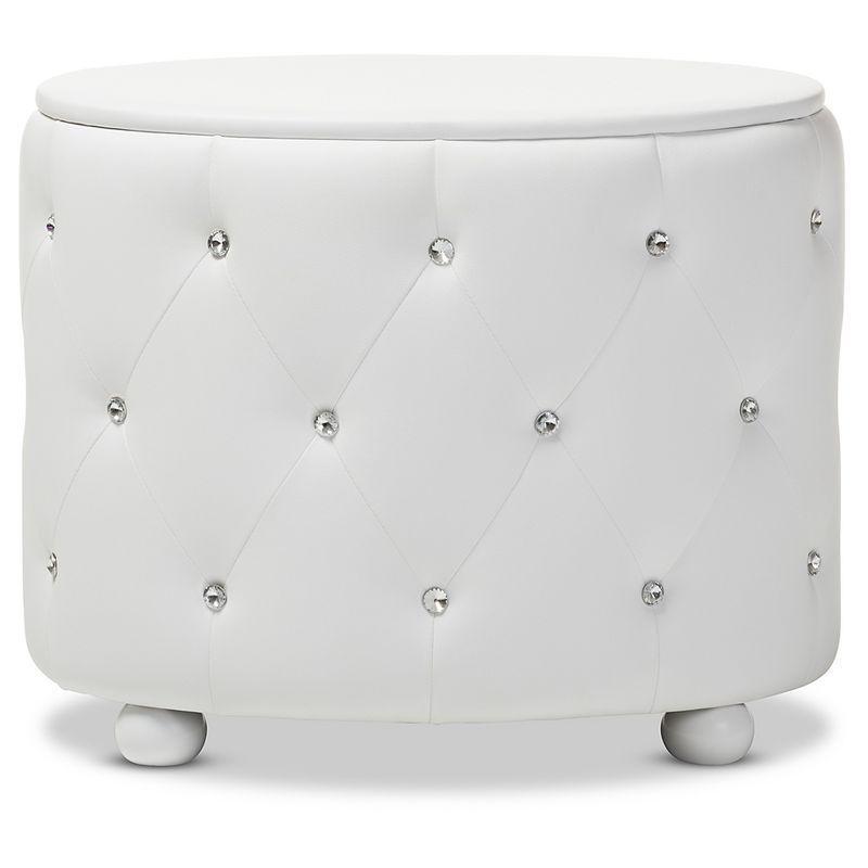 Davina Hollywood Glamour Style Oval 2 - Drawer Faux Leather Upholstered Nightstand - Baxton Studio