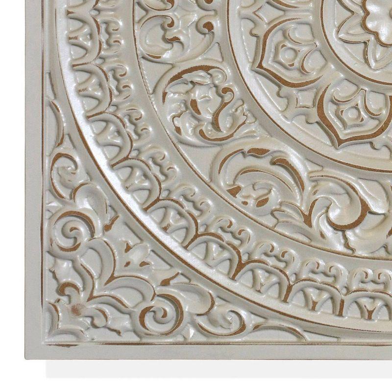 Lara Antique Wooden Wall Mandala Plaque Gray - StyleCraft: Bohemian Decor, Abstract Art, 23x23"