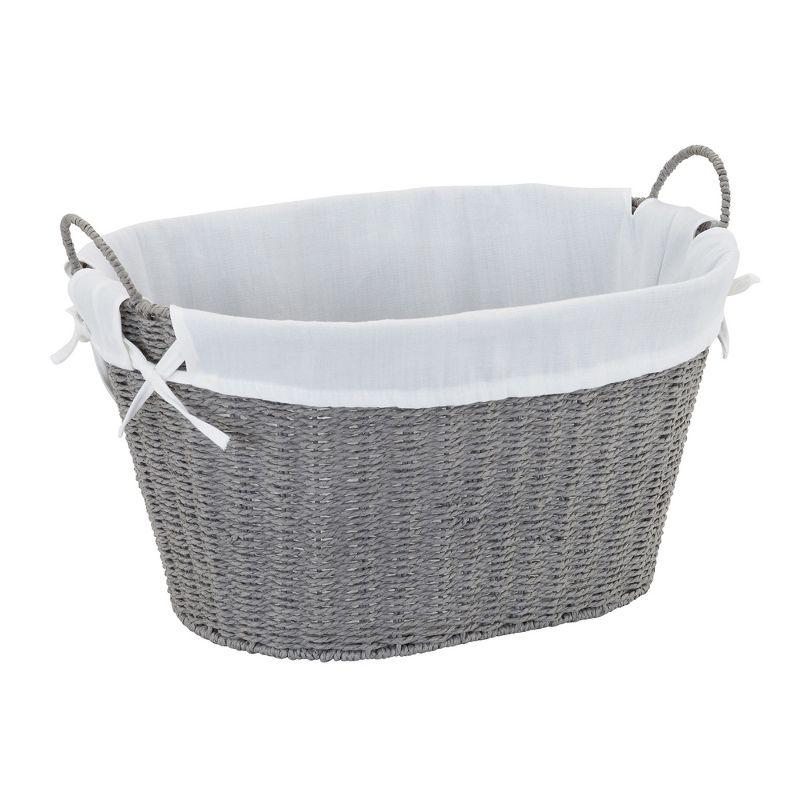 Woven Laundry Basket with Handles and Liner, Gray Paper Rope Laundry Basket