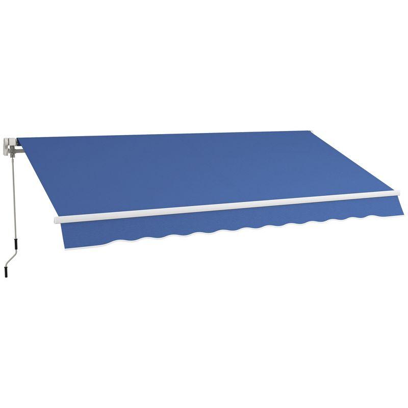 Outsunny 12' x 10' Manual Retractable Awning Outdoor Sunshade Shelter for Patio, Balcony, Yard, with Adjustable & Versatile Design, Dark Blue