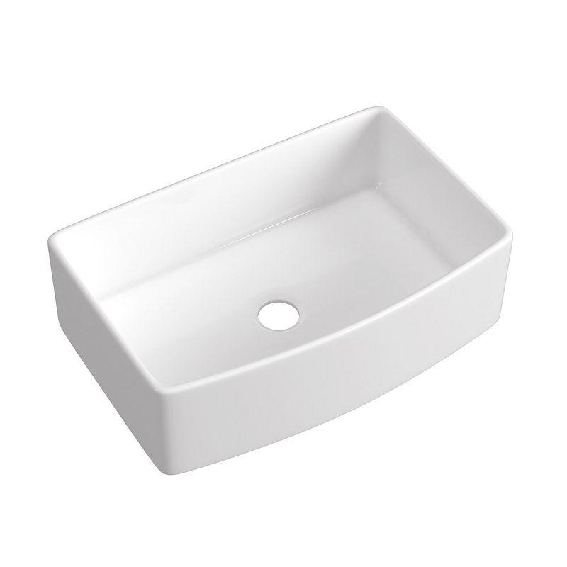 Fireclay Kitchen Sink with Curved Apron - Single Bowl