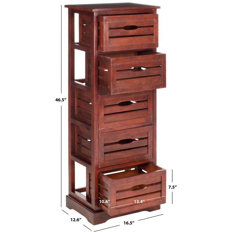 Samara 5 Drawer Cabinet - AMH5714 - Dark Cherry - Safavieh Couture
