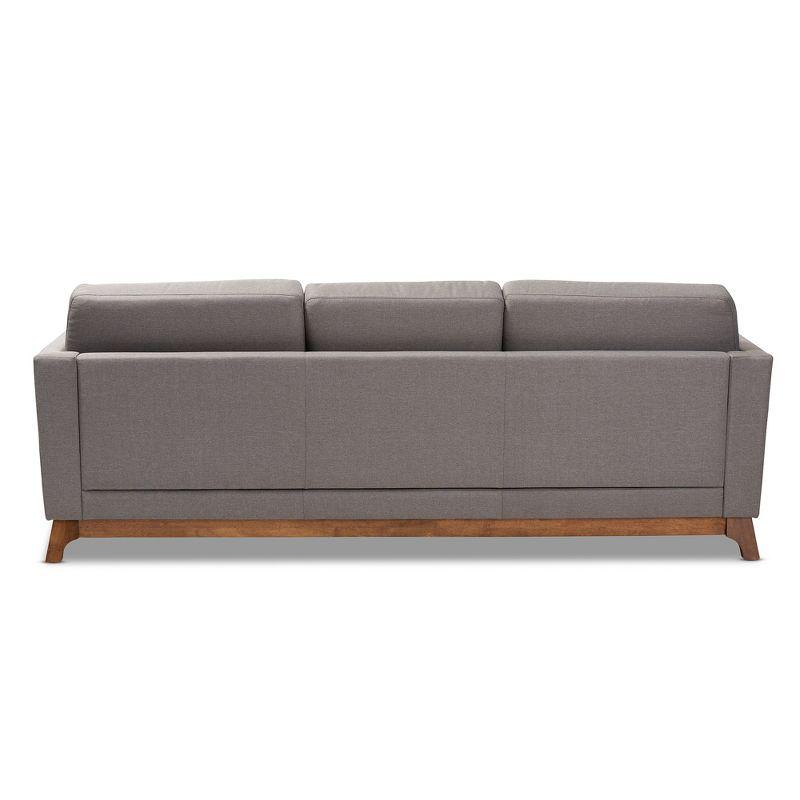 Sava Fabric Upholstered Walnut Wood 3 Seater Sofa Gray - BaxtonStudio