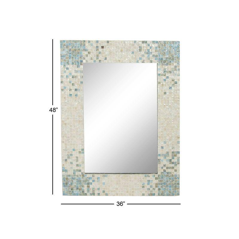 Mother of Pearl Handmade Mosaic Wall Mirror with Blue Corners Cream - Olivia & May