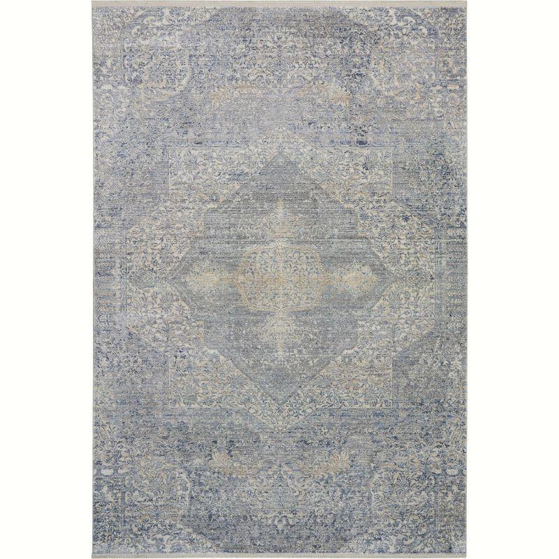 Nourison Silken Weave SLW04 Indoor Area Rug Blue/Grey 5'3" x 7'9"