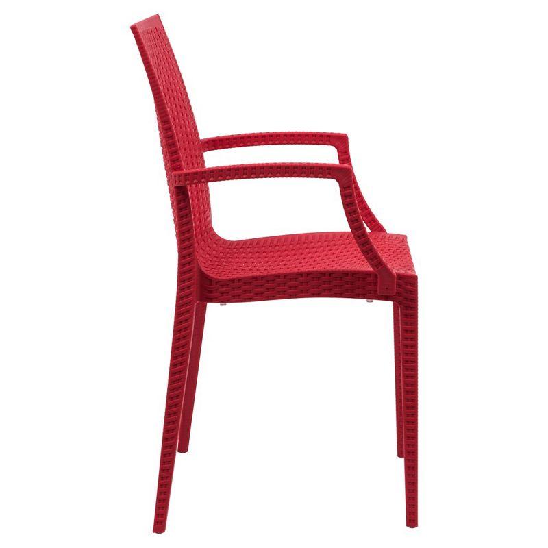 LeisureMod Mace Modern Dining Arm Chair for Indoor and Outdoor Home, Set of 2 in Red
