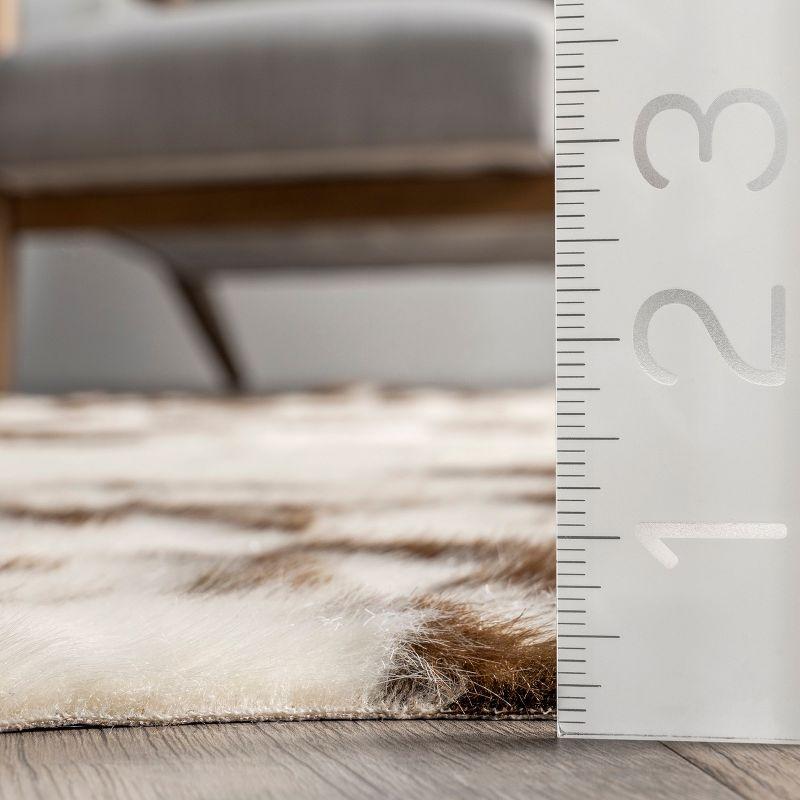 Nuloom Marcia SpinClean Machine Washable Faux Cowhide Area Rug, Shaped 3' 10" x 5', Brown