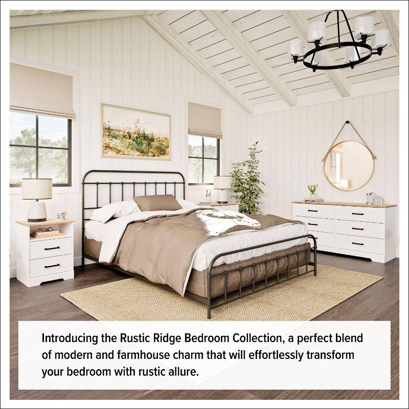 Prepac Rustic Ridge Farmhouse 6 Drawer Bedroom Dresser White/Oak