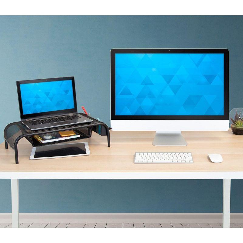 Mount-It! Metal Mesh Computer Monitor Stand and Riser with Pullout Drawer