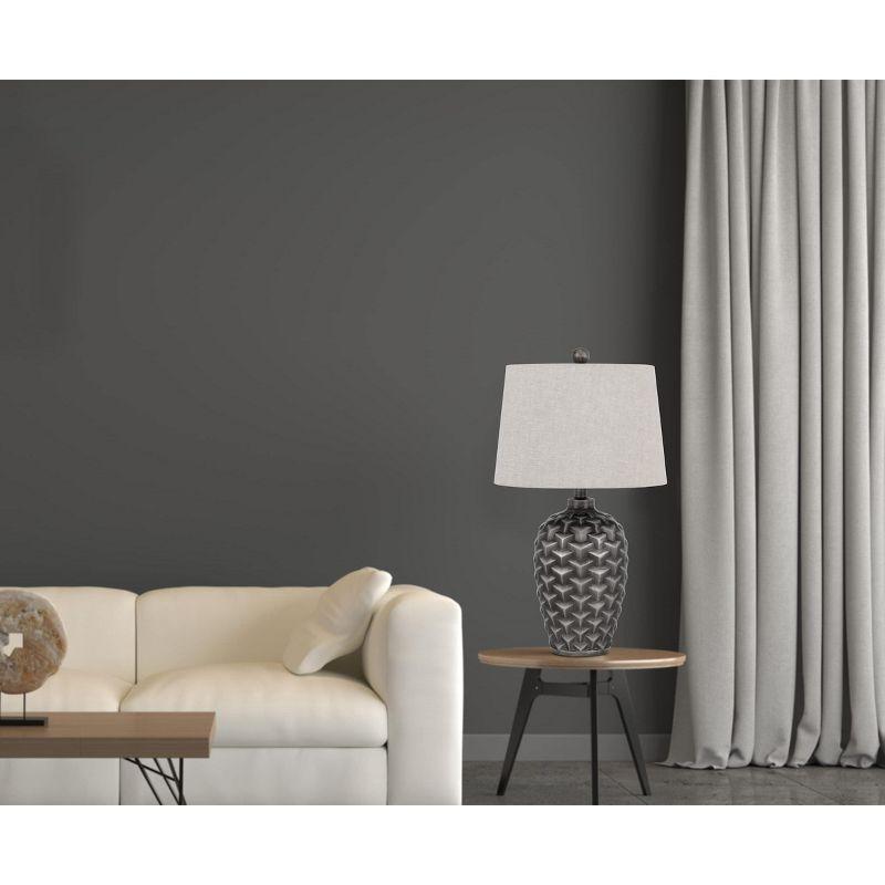 Cal Lighting Dresano resin table lamp with linen hardback taper drum shade