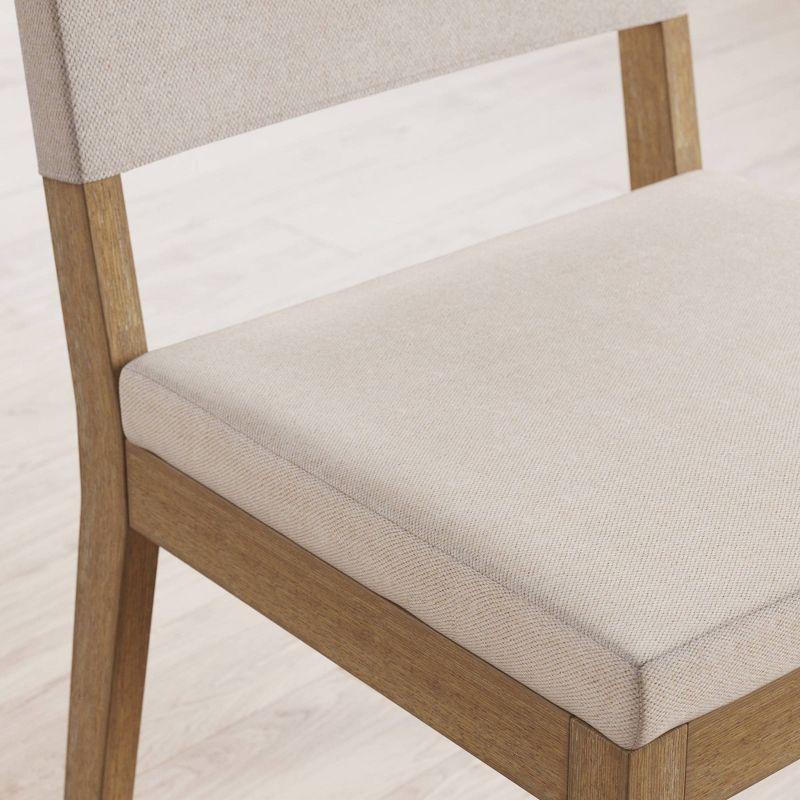 Linus Light Brown Upholstered Side Chair with Rubberwood Legs