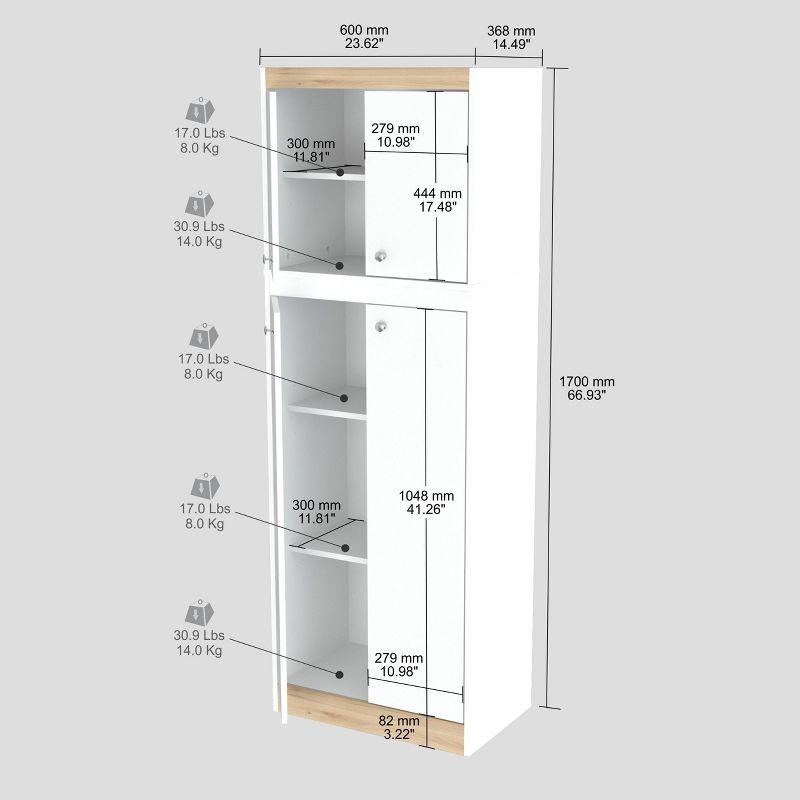 Sleek White & Vienes Oak Galley Kitchen Storage Cabinet