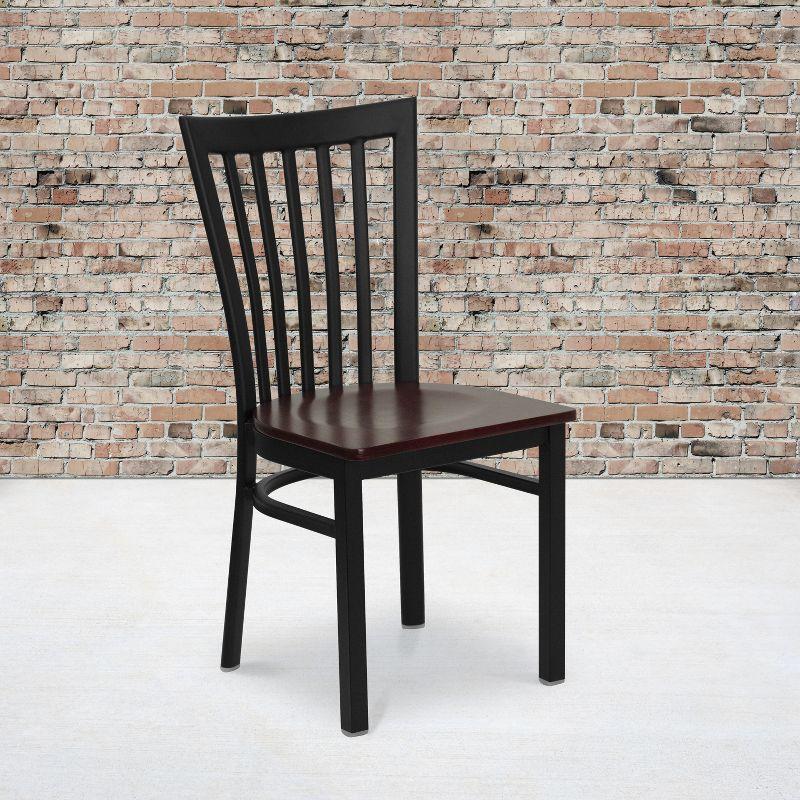 Black and Mahogany High Back Metal Side Chair