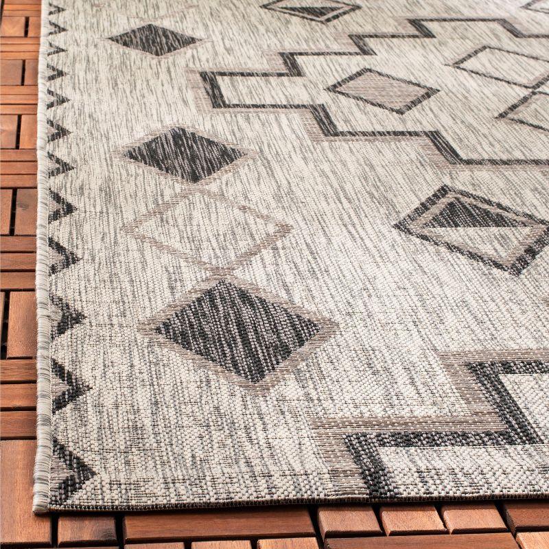 47" Gray Square Stain-Resistant Synthetic Area Rug