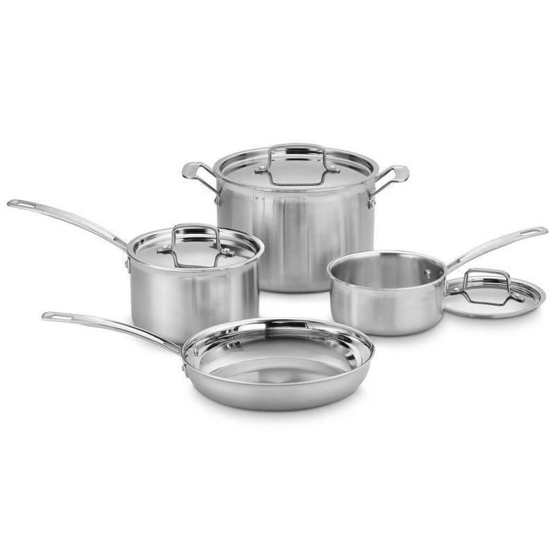 Stainless Steel 7-Piece Cookware Set with Tri-Ply Construction