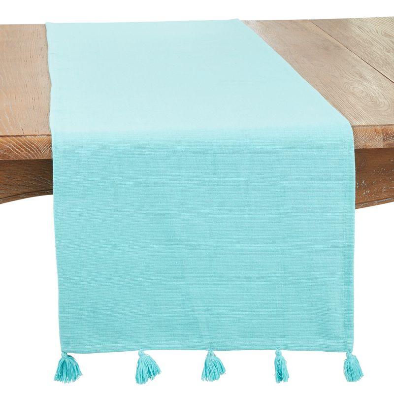 Saro Minimalist Luxe Tassel Table Runner