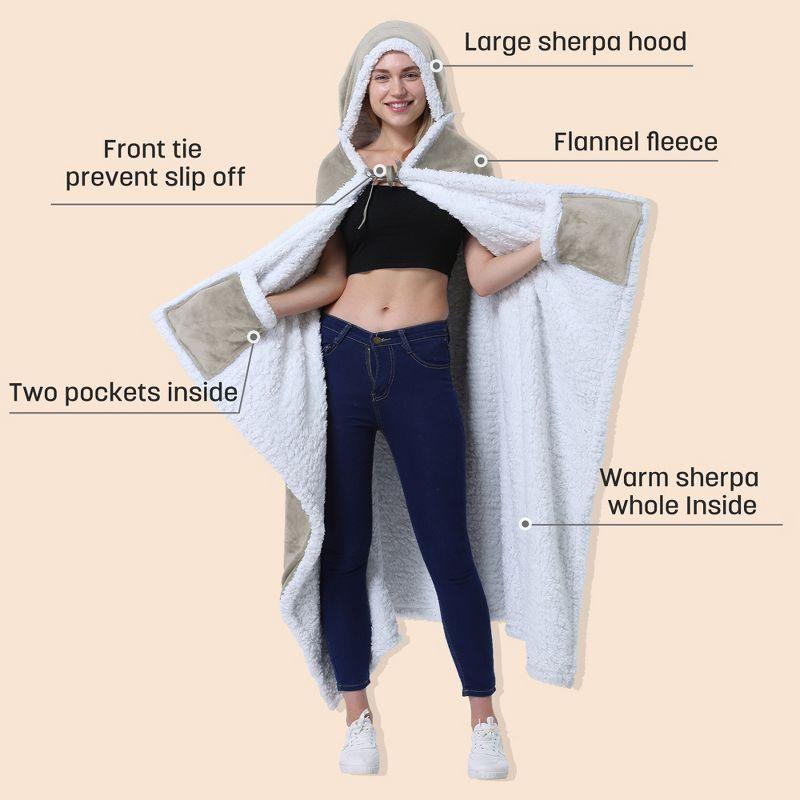 Catalonia Catalonia Sherpa Fleece Throw Cape, Wearable Blanket Wrap with Hand Pockets, Soft Lightweight Cozy