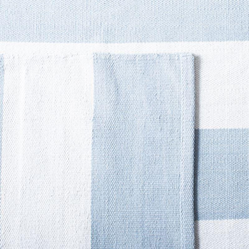 Sky Blue and Ivory Cotton Handwoven Runner Rug