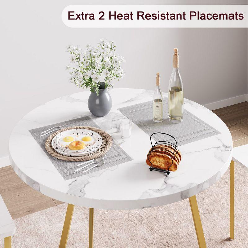 Dining Table Set for 2, Kitchen Table & Chair Sets for 2, Round Kitchen Table for Small Space, Apartment, Breakfast Nook