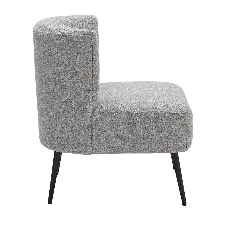 Fran Contemporary Upholstered Slipper Chair: Padded, Metal Legs, Faux Shearling - LumiSource