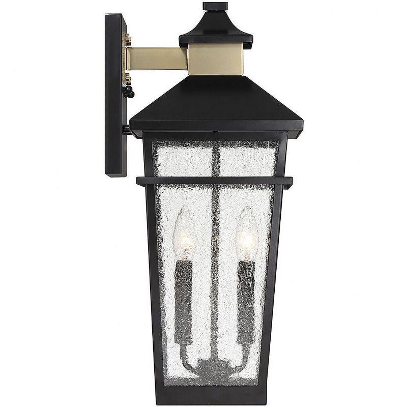 Kingsley 2-Light Outdoor Wall Lantern in Matte Black with Warm Brass Accents