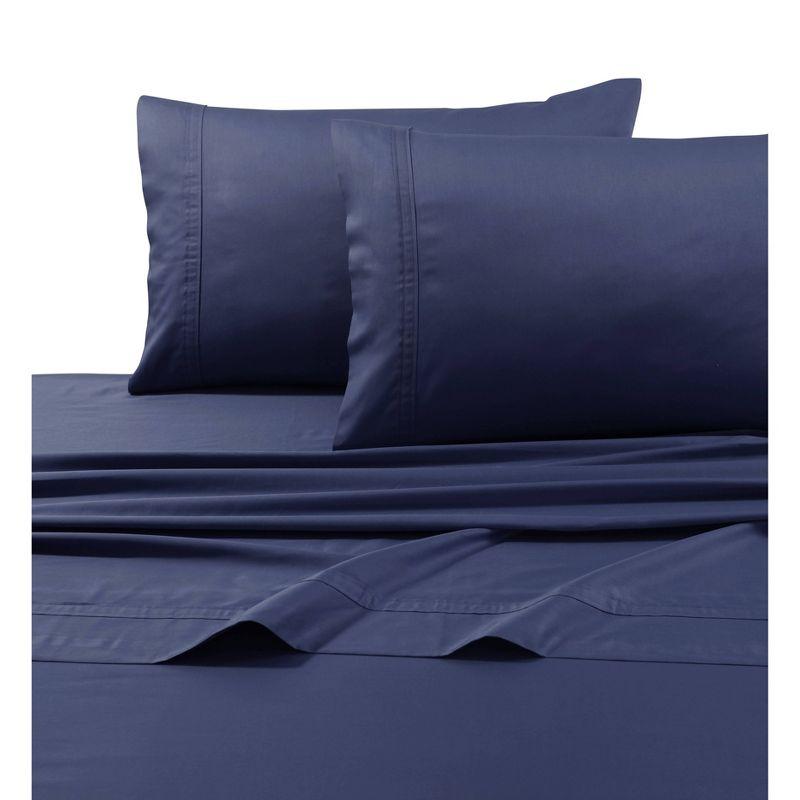 King Dark Blue Egyptian Cotton Sateen Flat Sheet