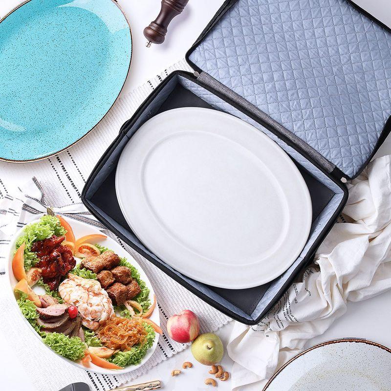 StorageBud Fine China Storage Containers Hard Shell, Durable Dinnerware Storage Box with Dividers