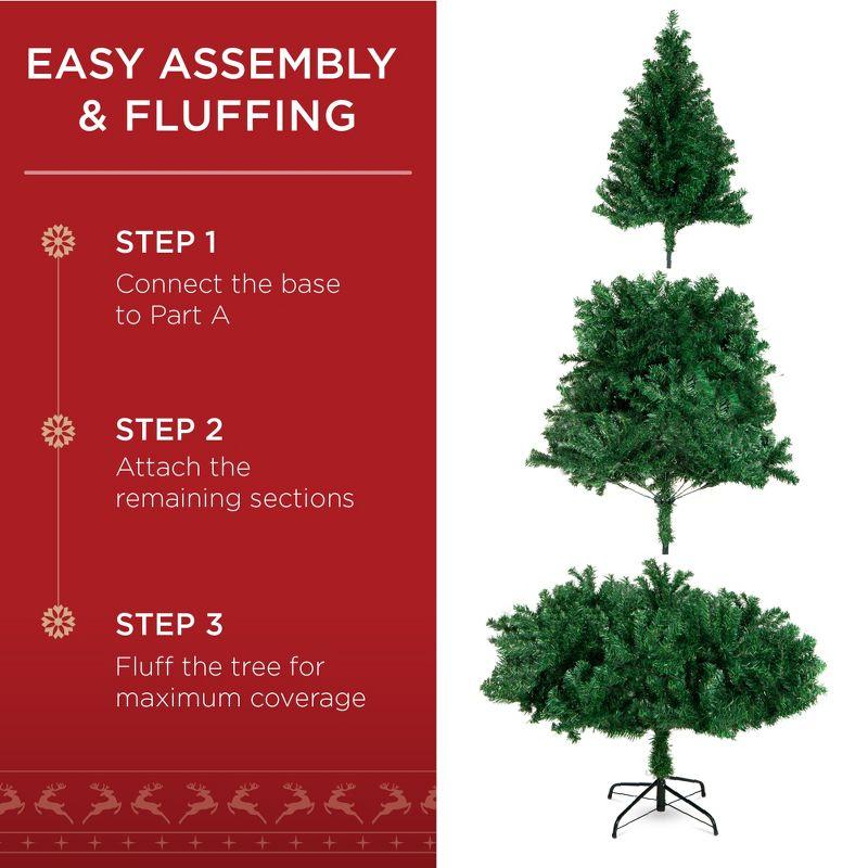 SUGIFT 6ft Premium Artificial Christmas Tree Pine Hinged Xmas Tree W/1000 Branch Tips & Metal Stand